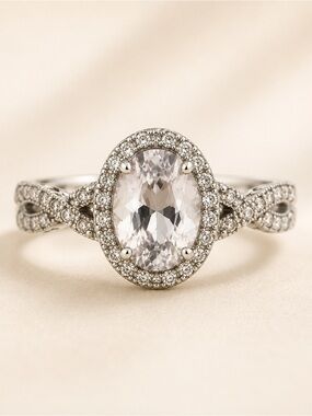Oval Halo Statement Ring | Pavé Sterling Silver | Size 6 | NWT!